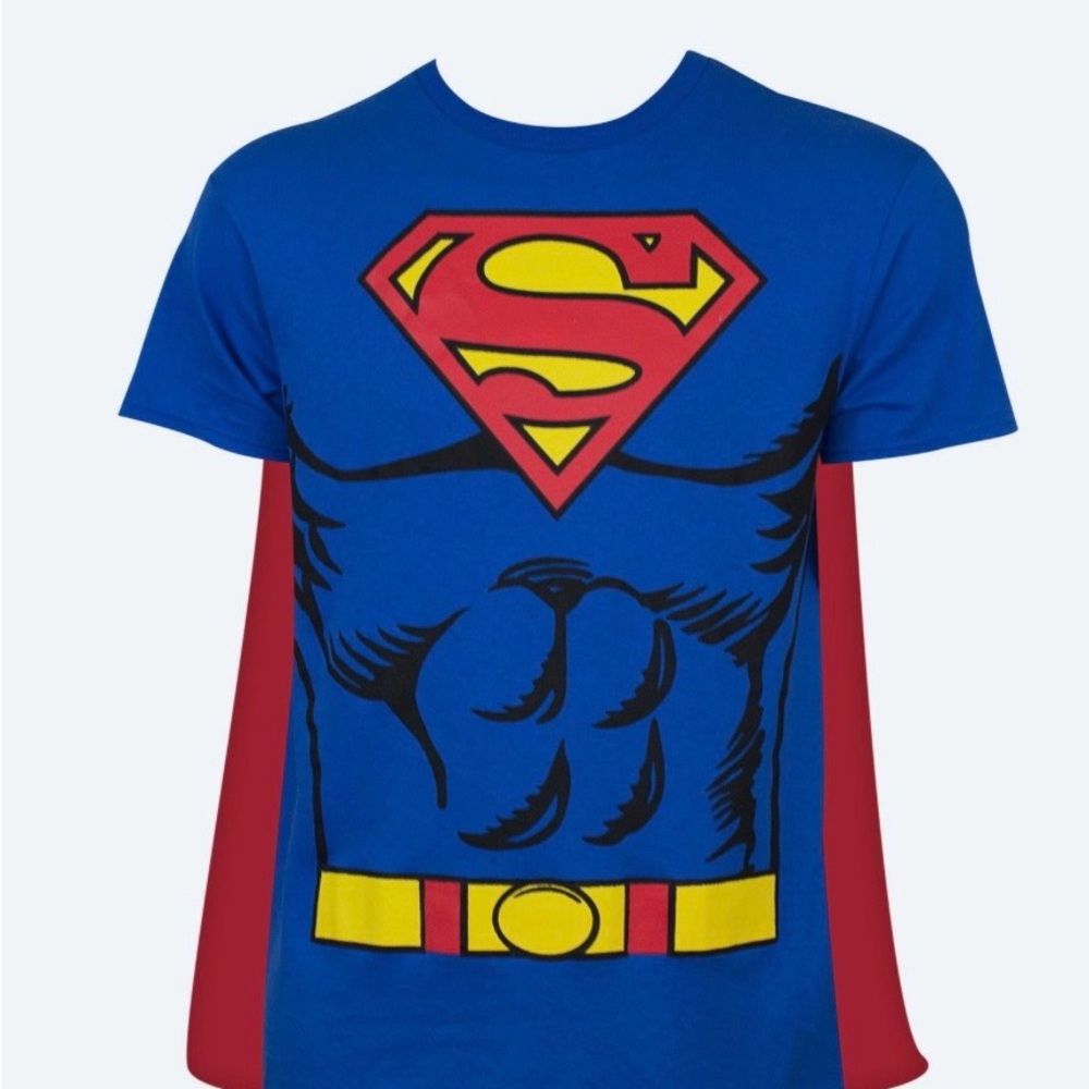 DC Comics Superman Short Sleeve Tee with Attached Red Cape Medium